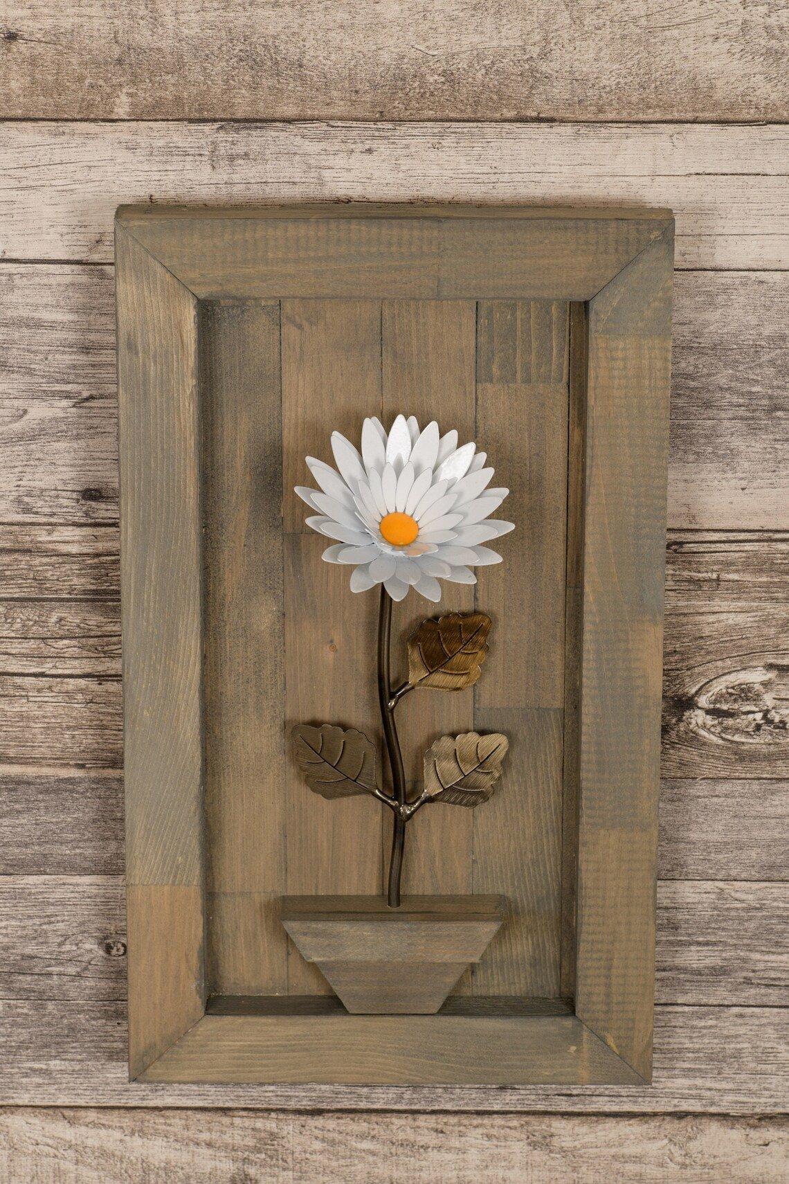 Framed metal daisy fifth anniversary flower gift