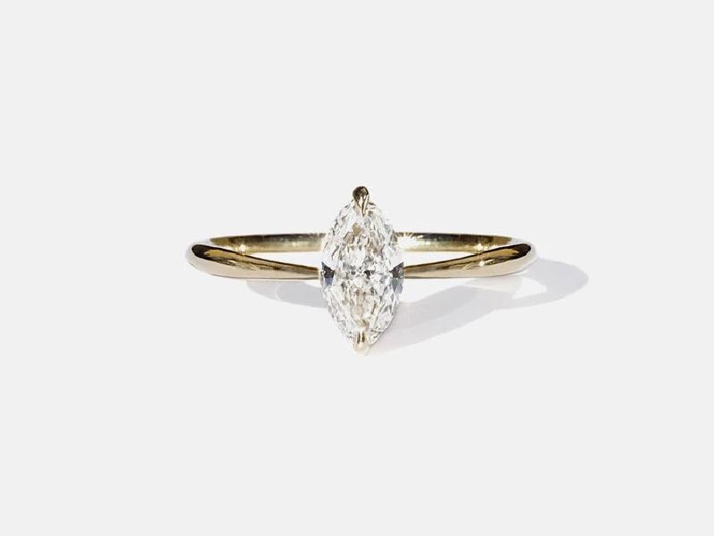 Marquise-cut diamond on a minimalist gold band