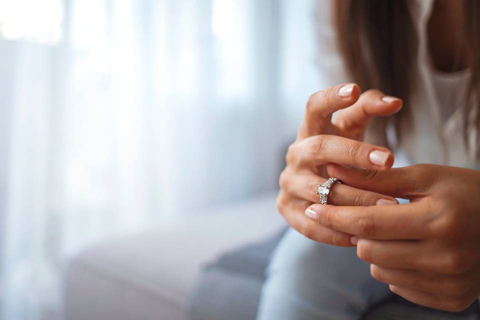 woman playing with wedding ring