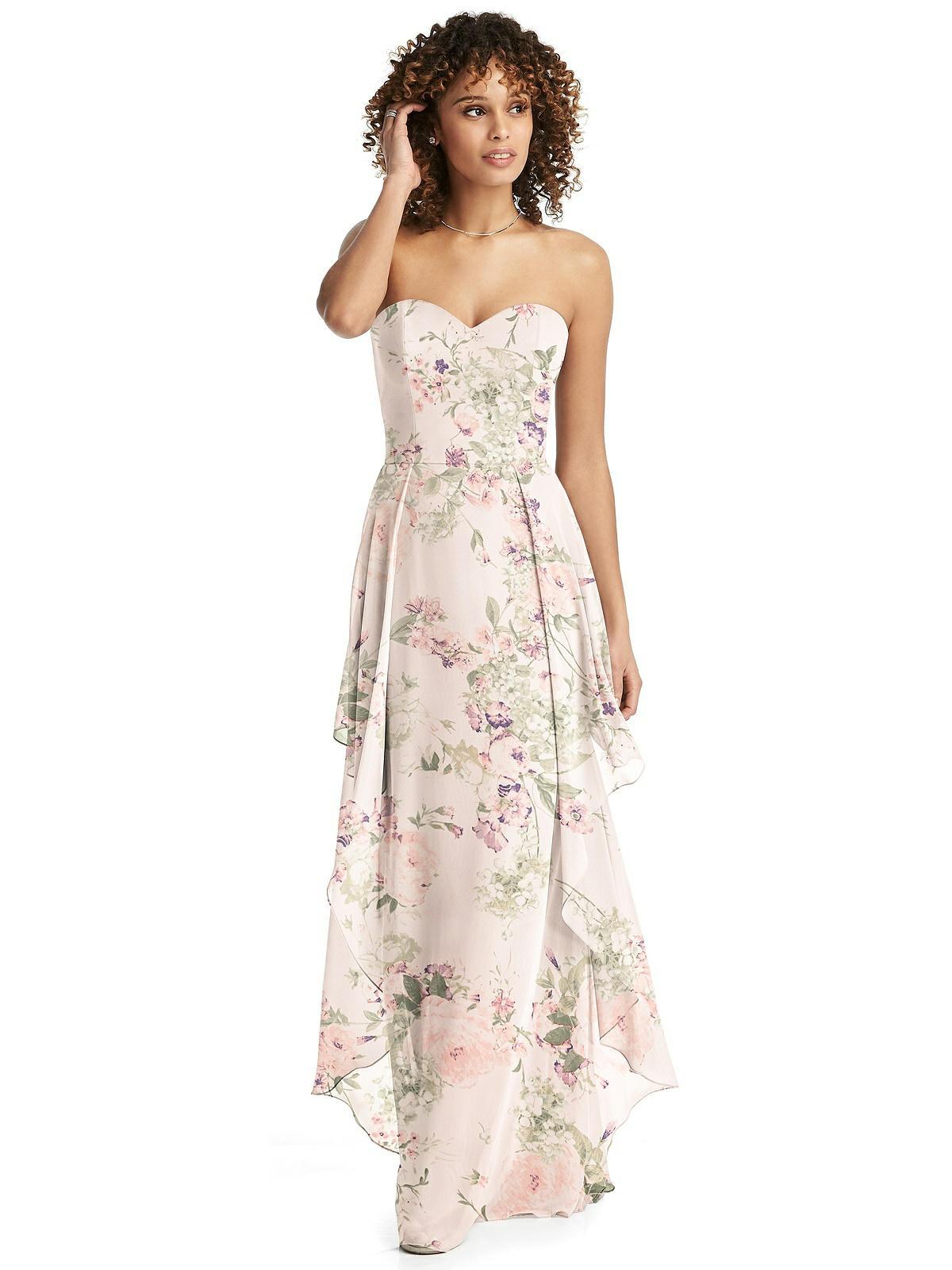 Peach floral sales bridesmaid dresses