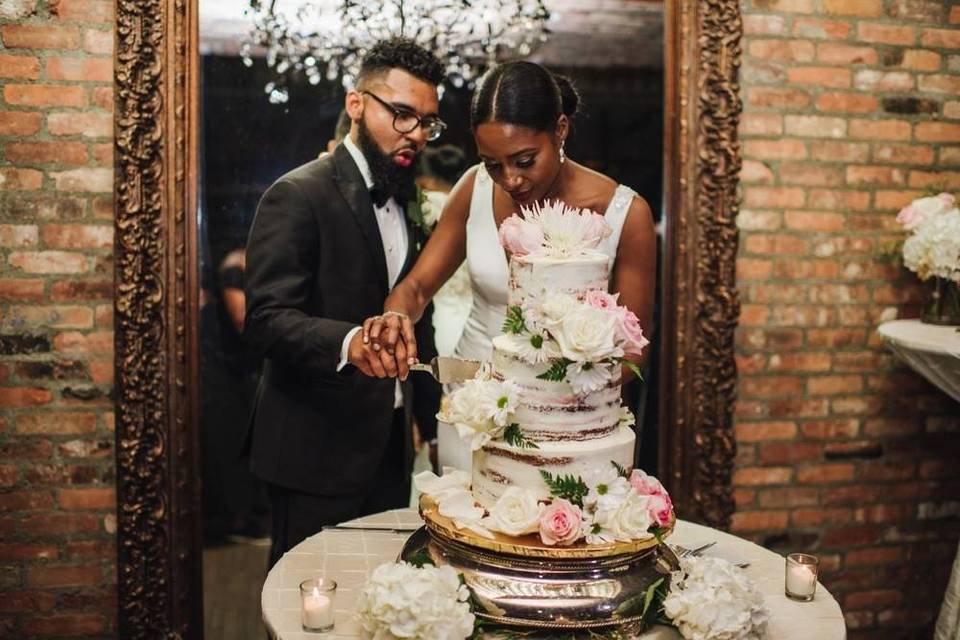 Cake Cutting Bride and Groom