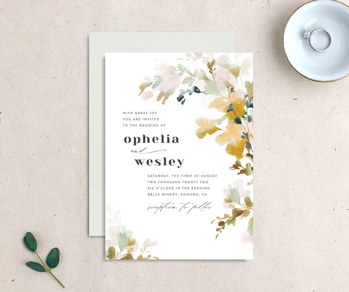 Wedding Invitations - The Ophelia Suite - Minimal Floral Monogram