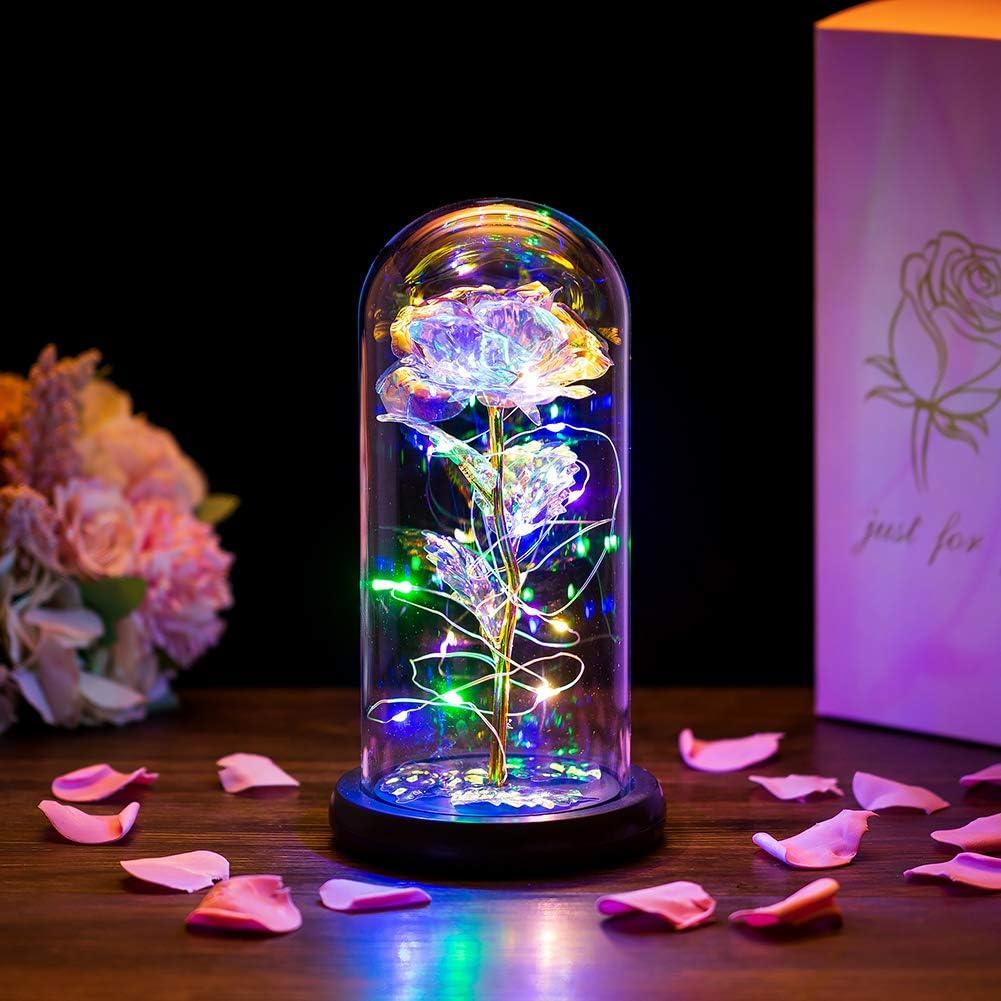 Galaxy-effect fairytale rose in glass display case anniversary gift idea