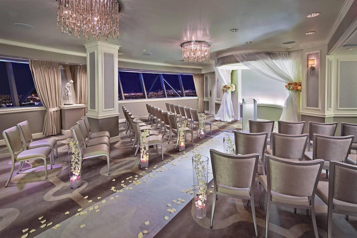 modern las vegas wedding chapel at hotel penthouse overlooking the strip