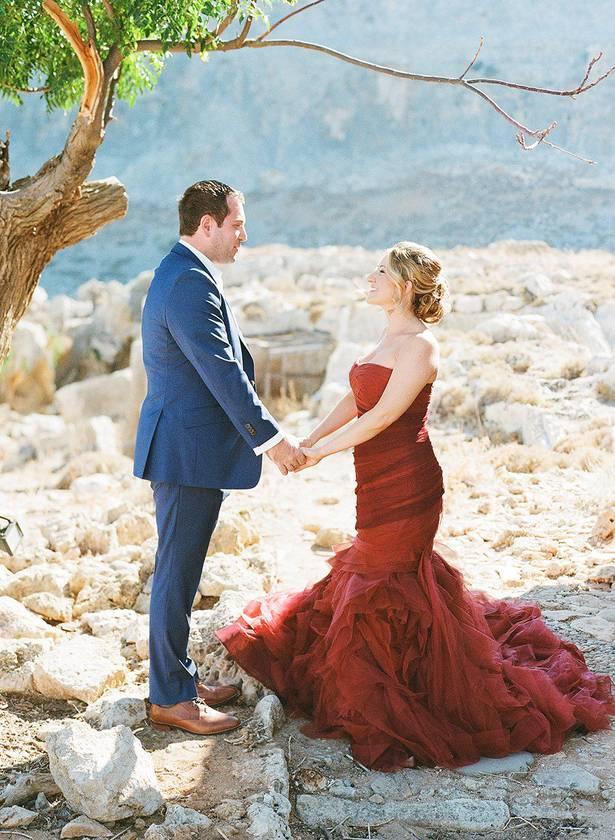 red tulle wedding dress