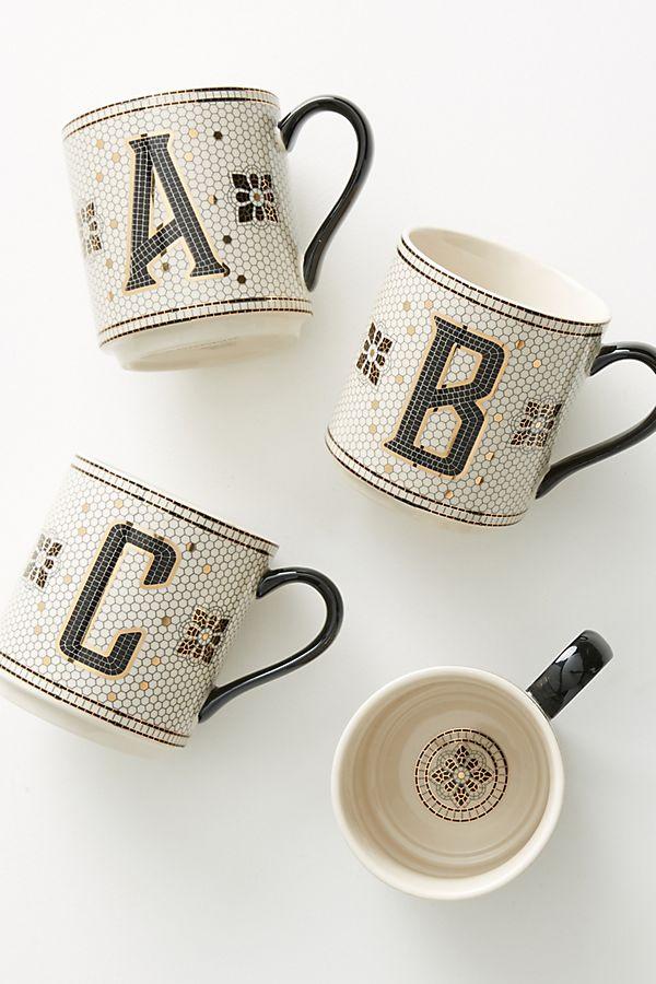 monogrammed black and white mugs