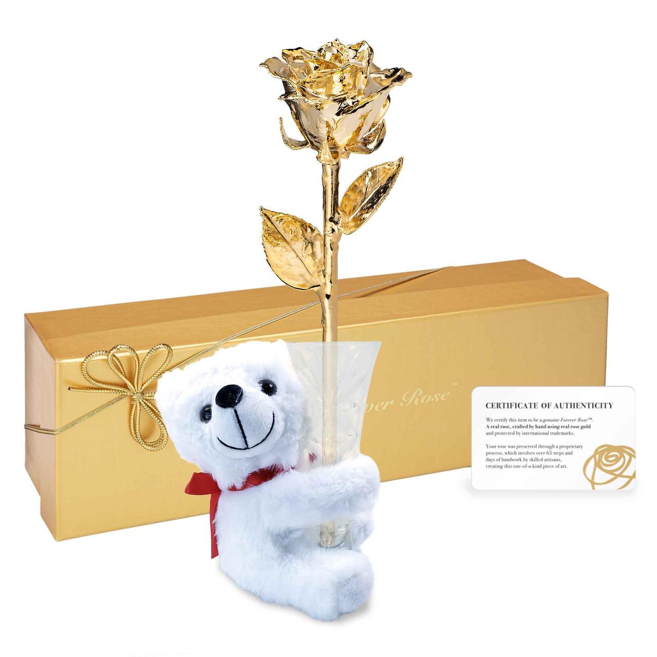 Rose dipped in gold gift set for fifth anniversary