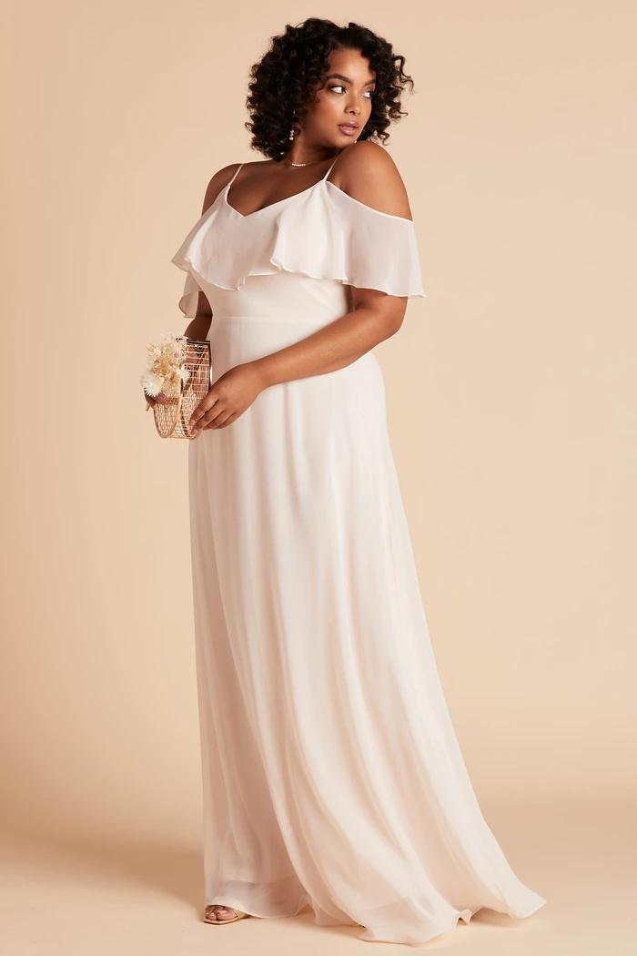 2 Shoulder Chiffon Lace Bridesmaid Wedding Dress Prom Evening Maxi Vintage Gown 