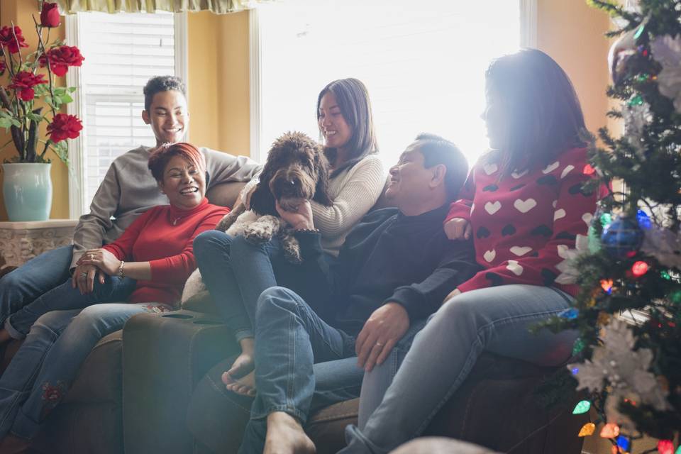 family celebrating holidays