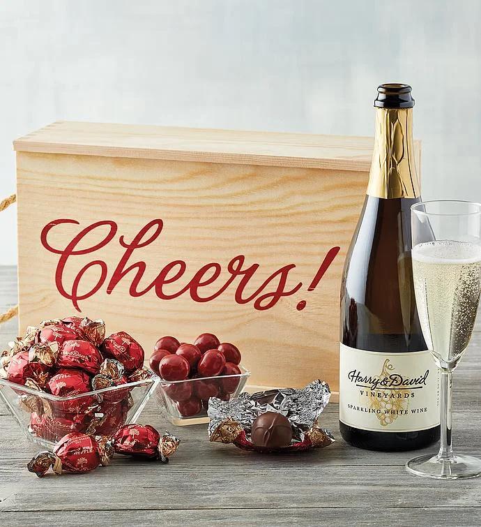 подарки на годовщину для родителей harry and david cheers подарочная коробка с игристым вином и шоколадными трюфелями