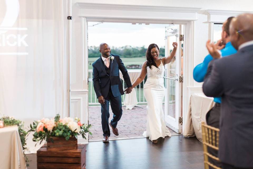 A couple who changed into sweatsuits at their wedding reception