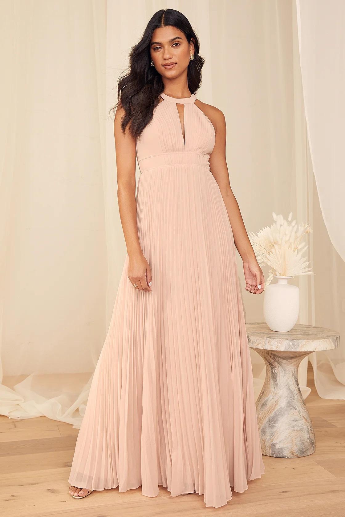 Tfnc sleeveless maxi bridesmaid shop dress with pleated skirt