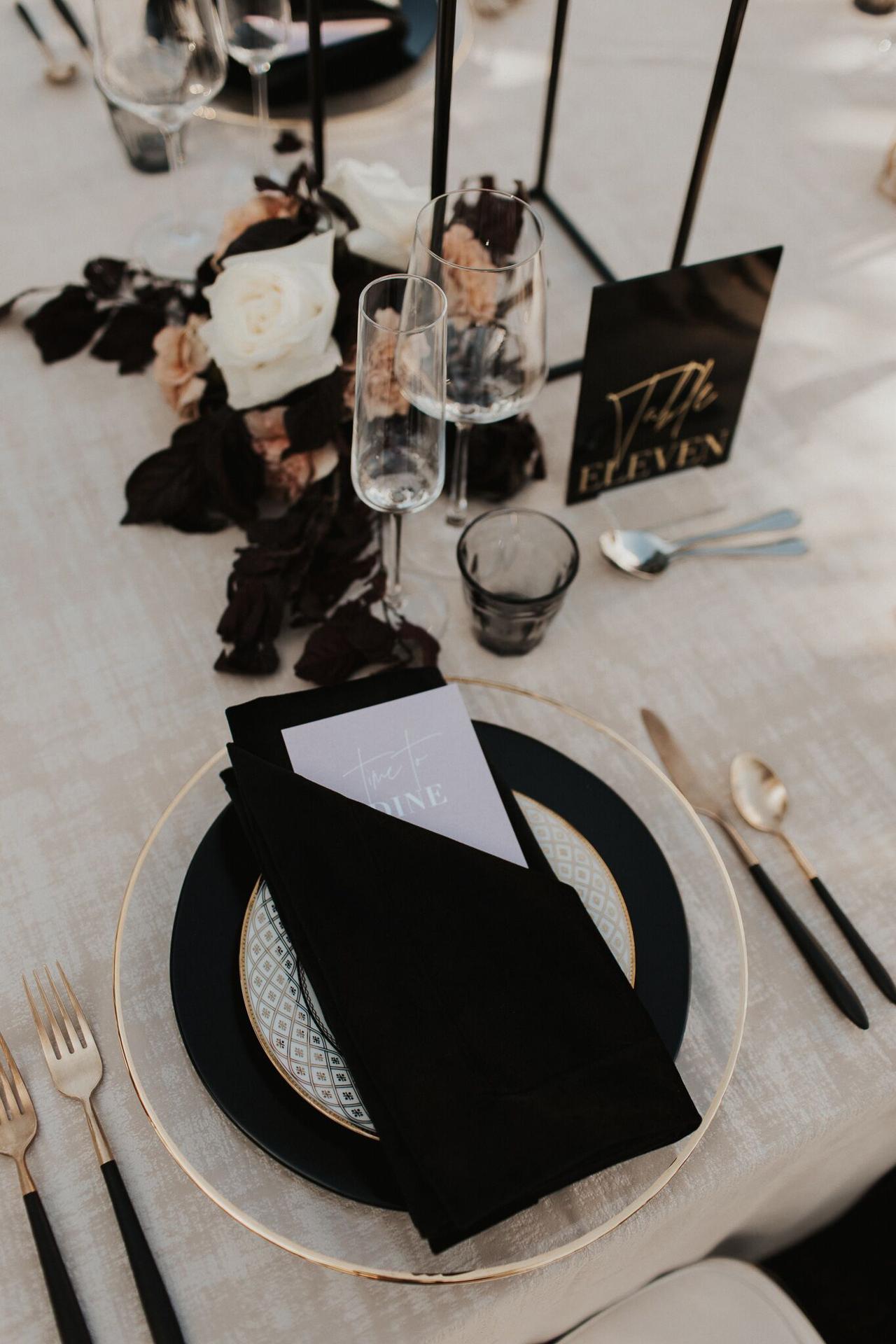 Black shop wedding reception