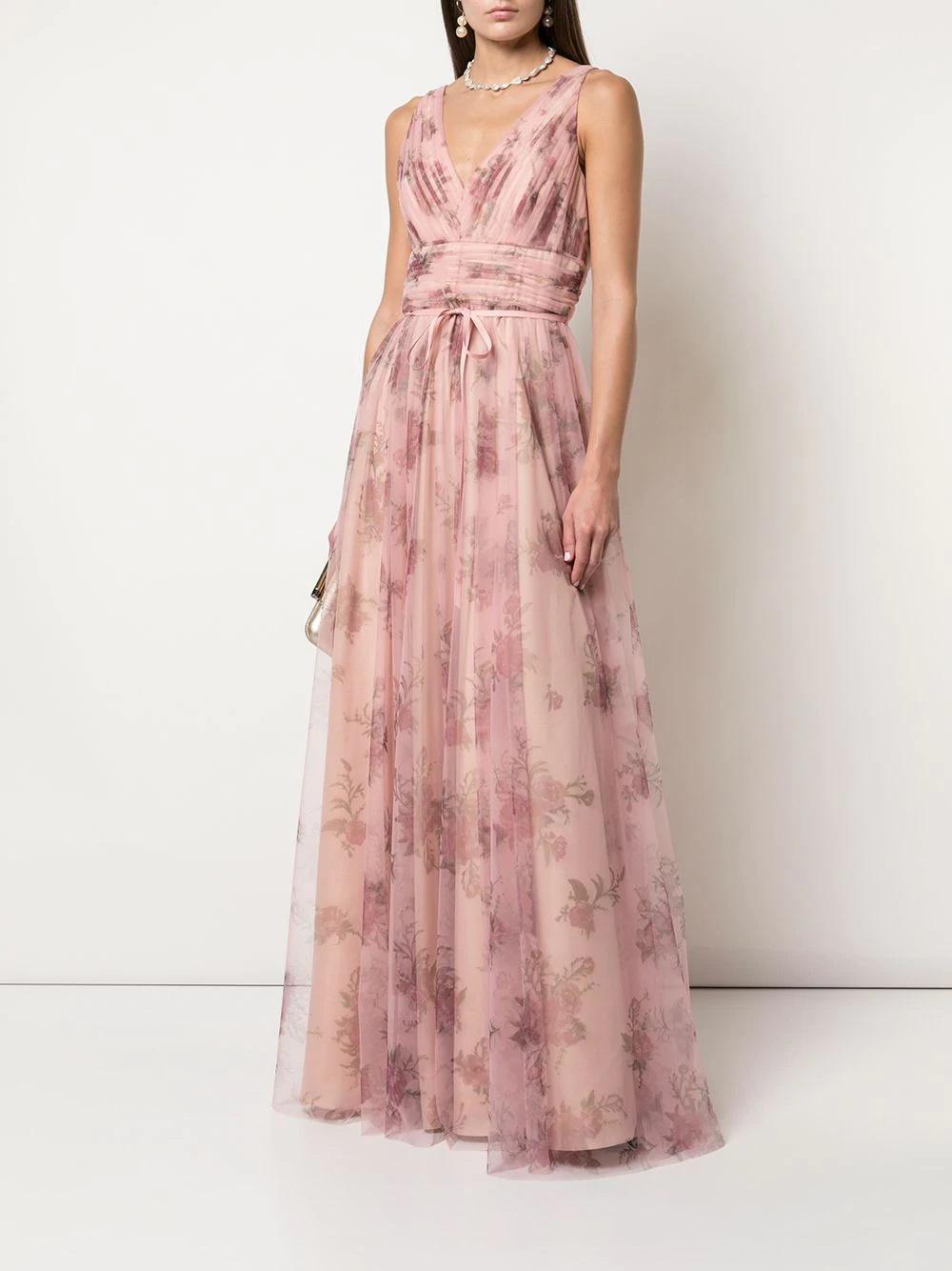 Pink floral 2024 bridesmaid dress