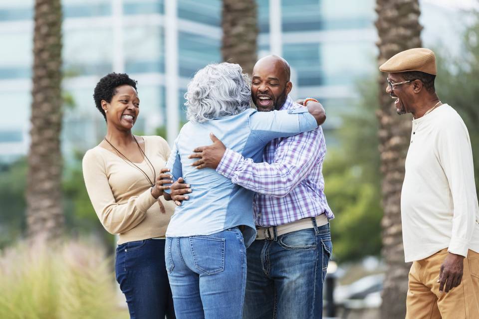 man greeting in laws