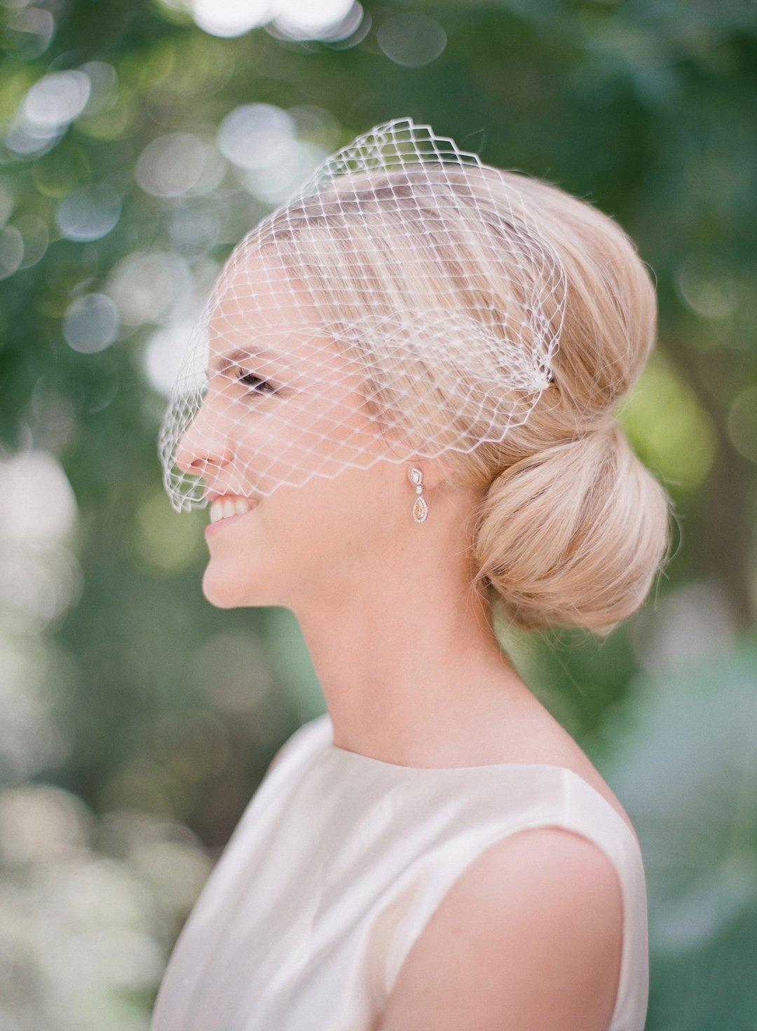 wedding hair with veil underneath