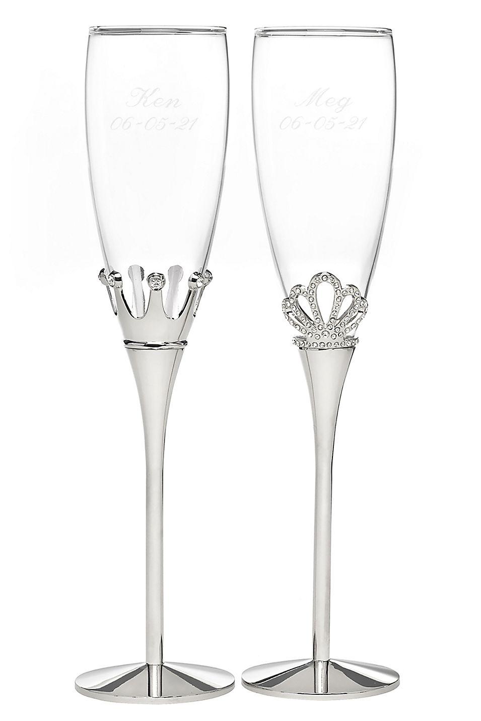 Bride & Groom Contemporary Champagne Flutes