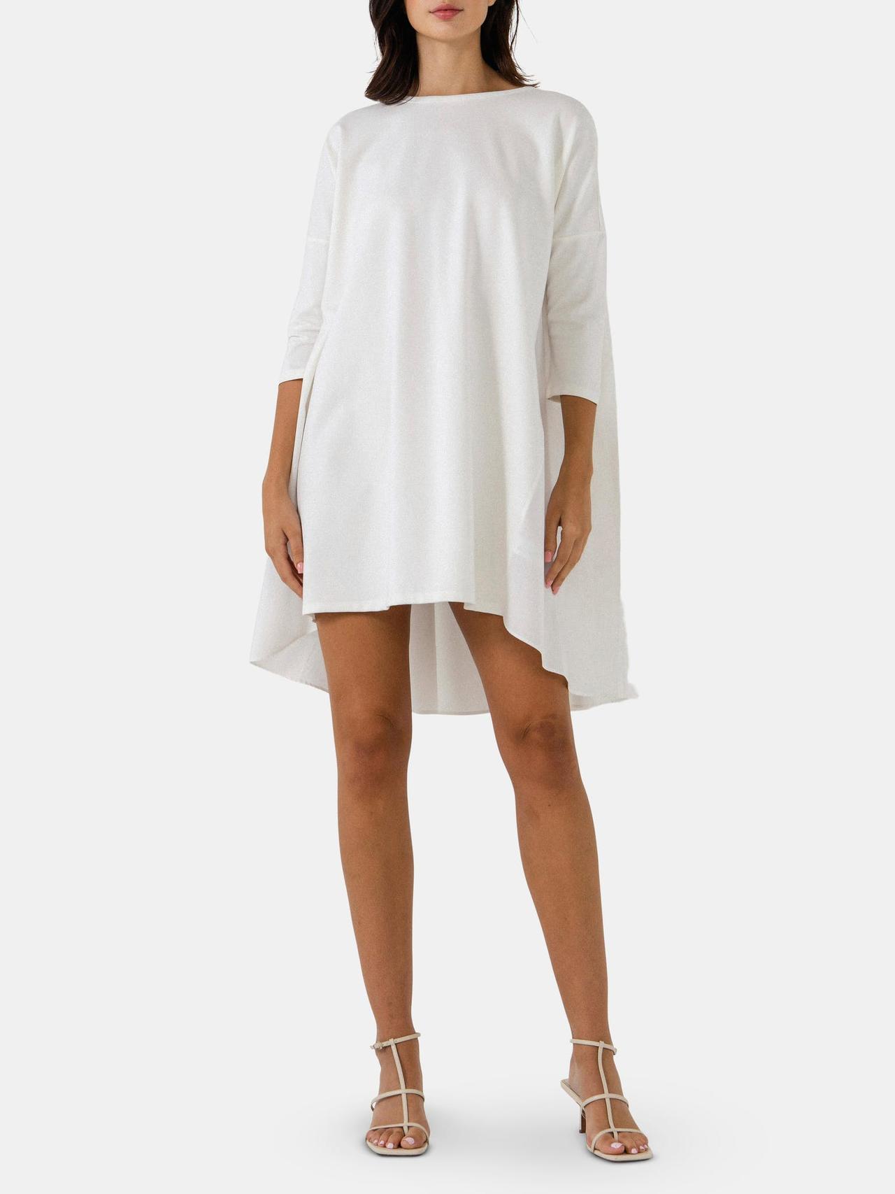 High low 3/4 sleeve flowy dress