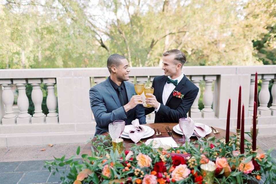 couple toast at wedding