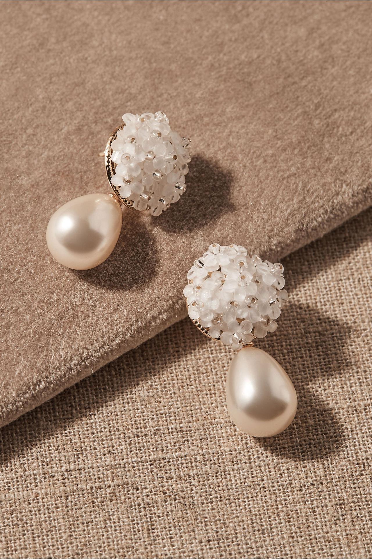 Great Gatsby Style Pearl and Rhinestone Wedding Earrings