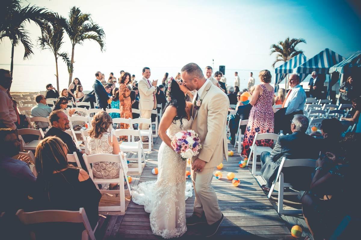 beach wedding ceremony rececessional