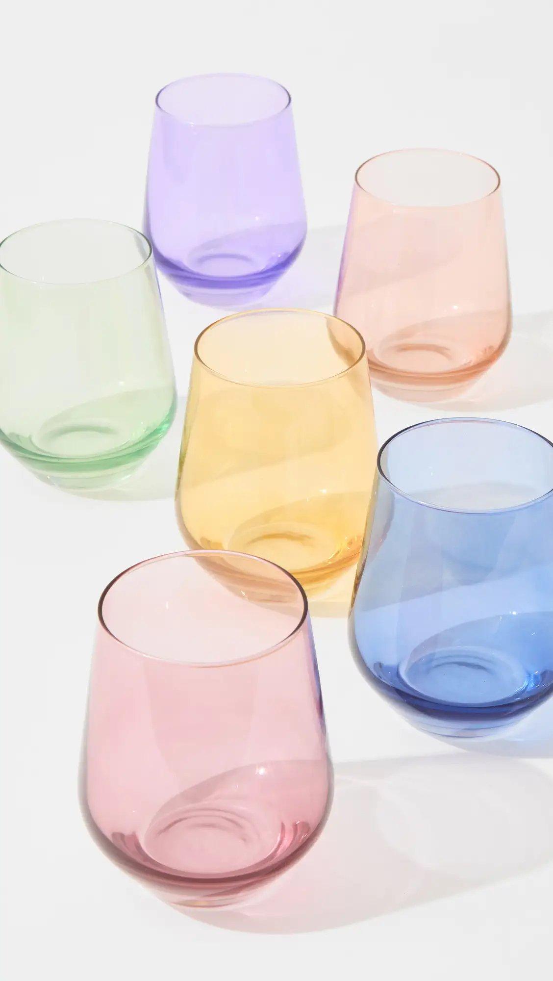 gifts for fiance colorful stemless wine glasses