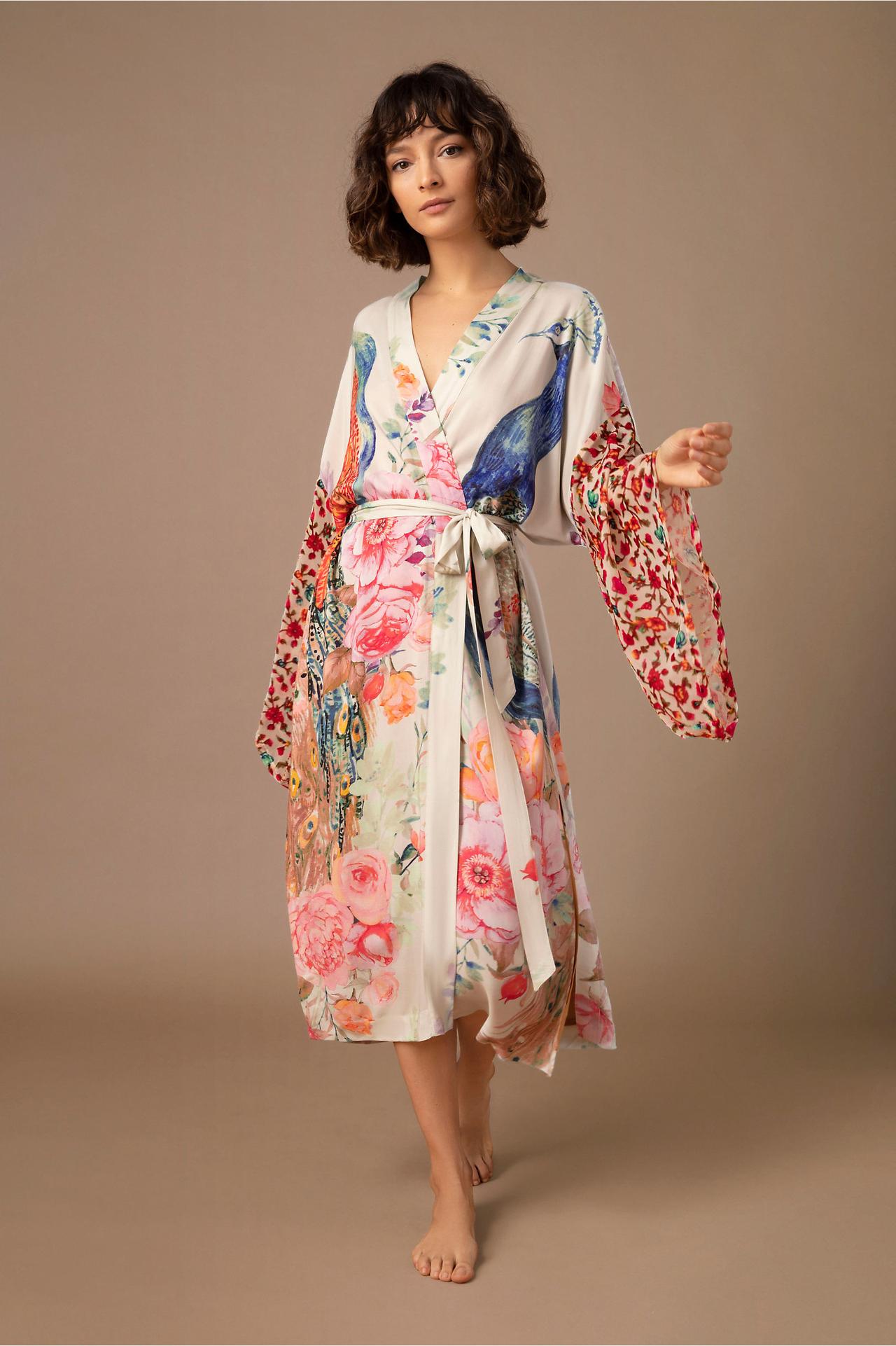 Colorful kimono bridal robe