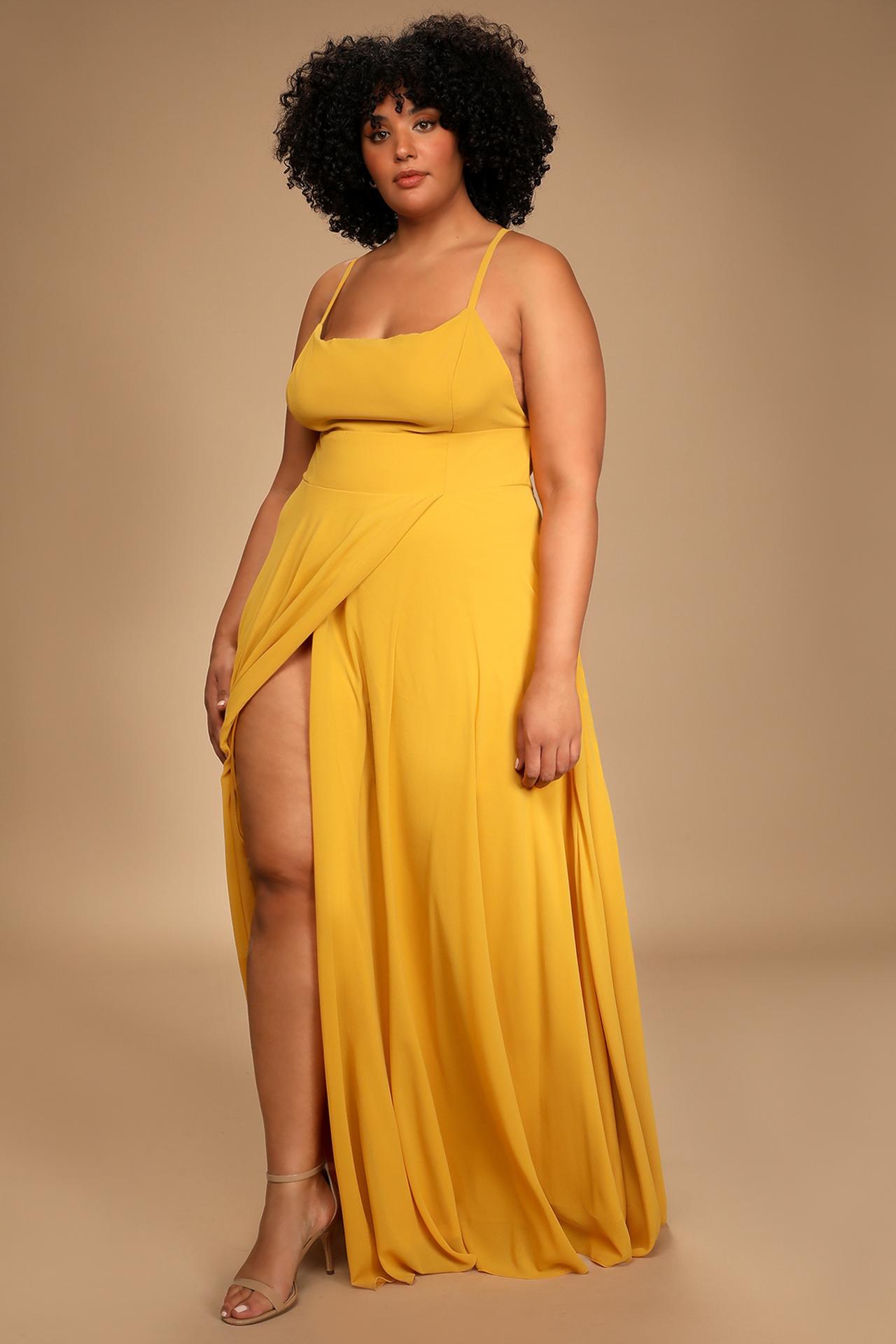 Plus size yellow store dresses for wedding