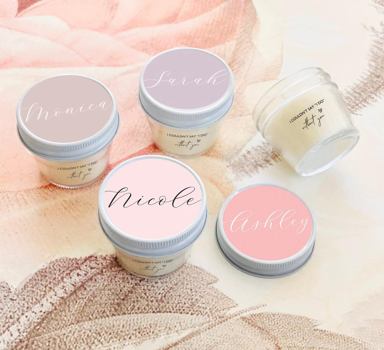 Personalized candles bridesmaid box idea