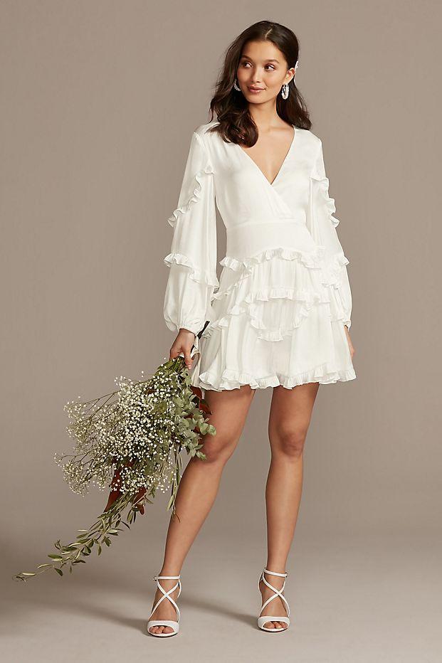 White long clearance sleeve engagement dress