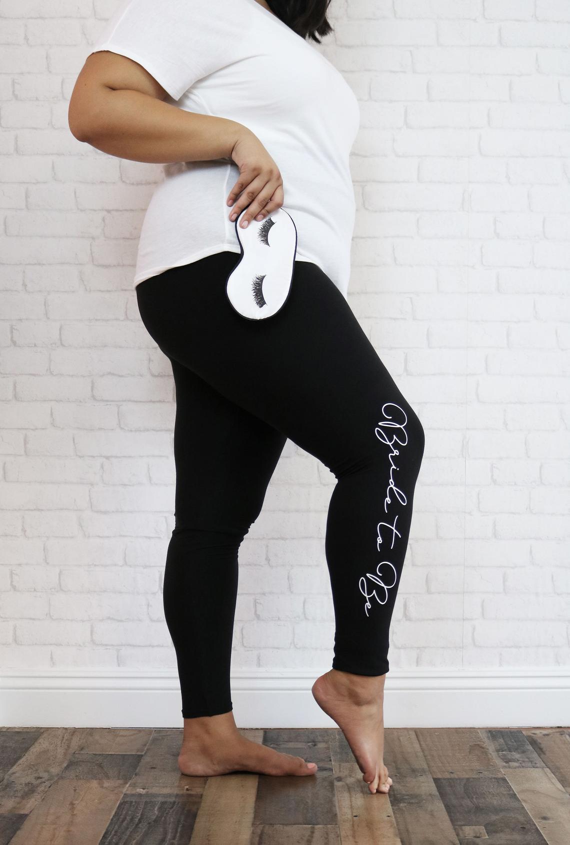 Bride Pants . Bride Yoga Pants . Custom Bride Black Fold Over Yoga