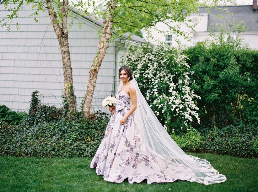 purple floral wedding dress