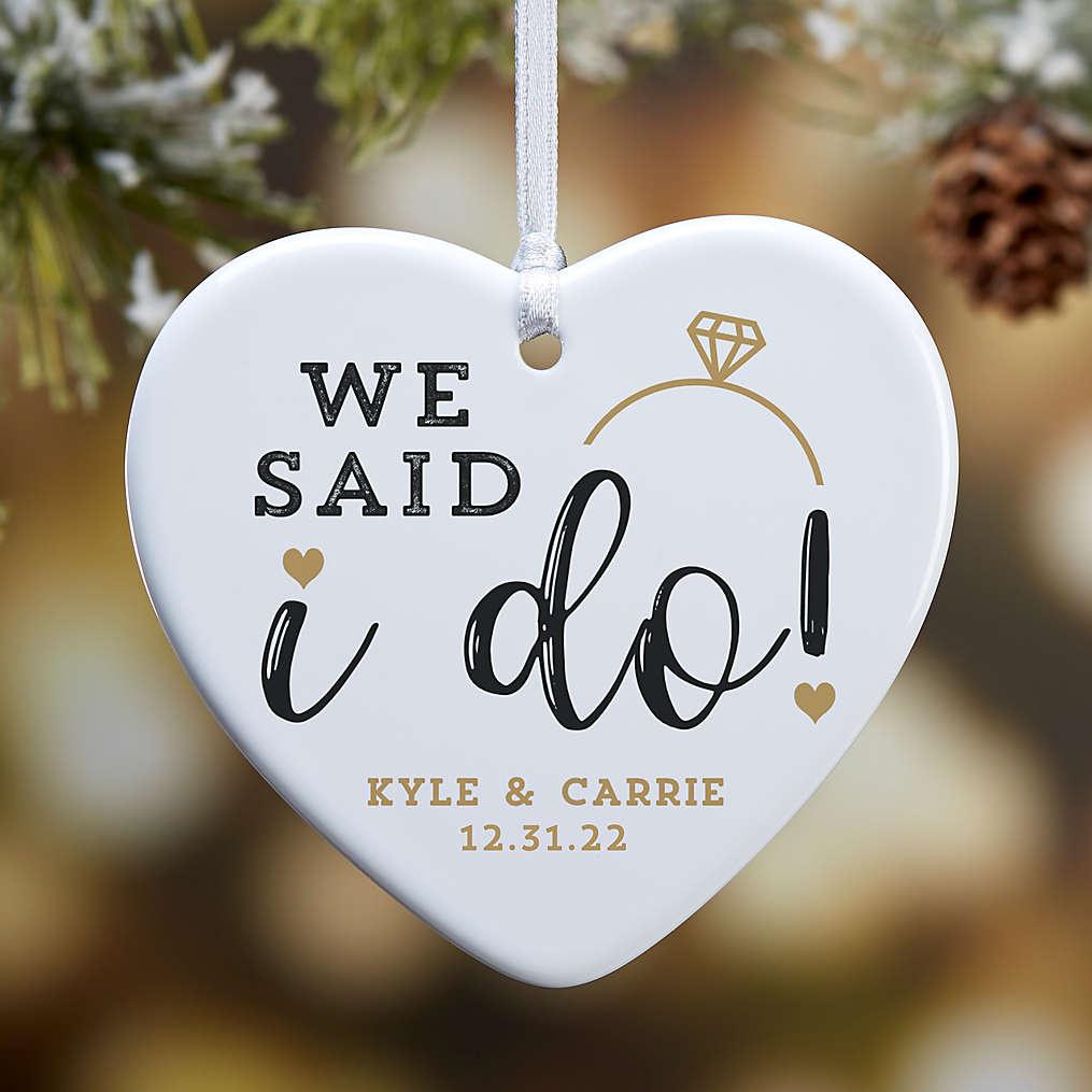 Romantic Bride Groom Couple Decor Sugar Heart Love Ceremony Just Married Newlywed Sweet Candy First Year Personalized Gingerbread Wedding Cake Christmas Tree Ornament 2020 Free Customization