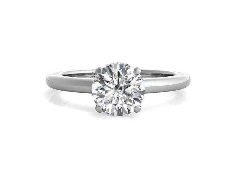 Simple solitaire diamond ring round cut white gold