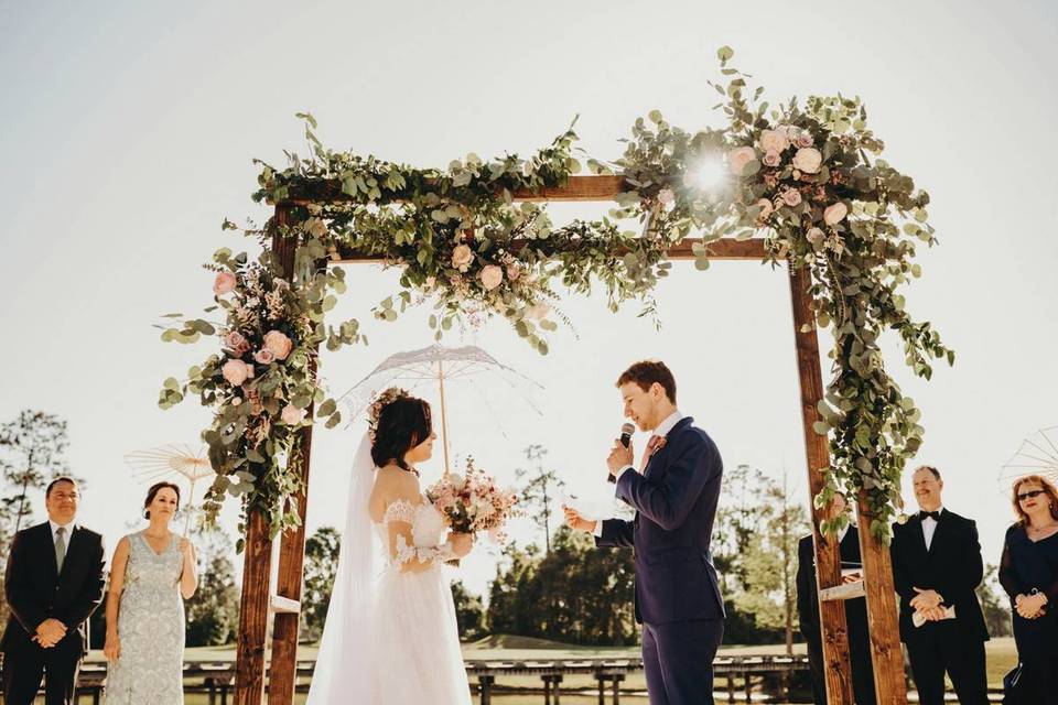 couple reciting wedding vows