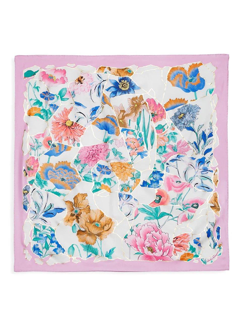 salvatore ferragamo floral silk scarf for 12th year wedding anniversary gift