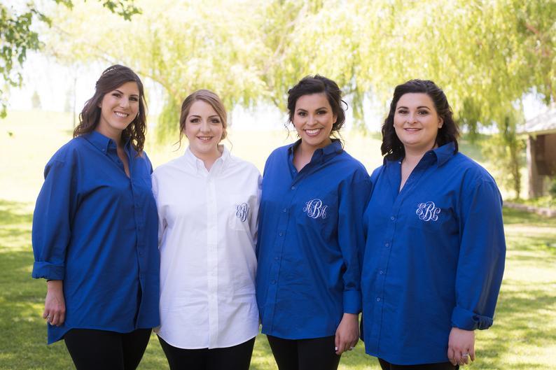 Monogrammed button down shirts best sale for bridesmaids