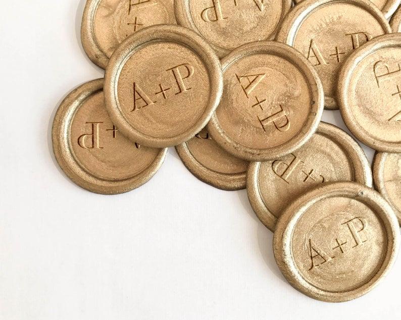 Yoption Initial Alphabet A Adhesive Wax Seal Stickers, 50 Pack Letter Wax  Seal Stickers Envelope Seal Stickers Envelope Seals Self Adhesive Gold