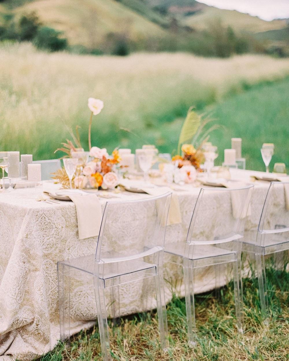 White Louis Chair - Clear Back  Vision Furniture Event Rentals