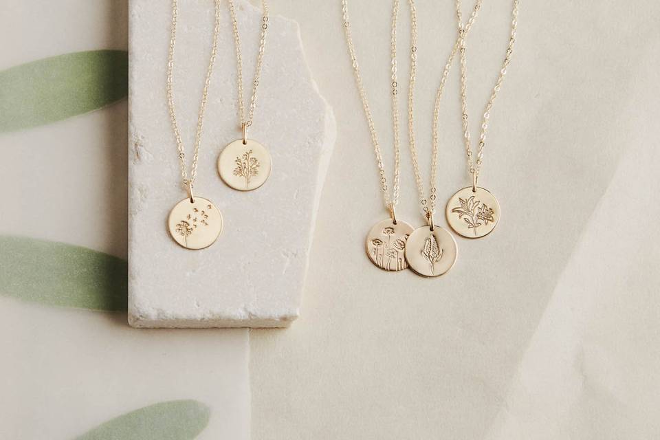 gold flower necklace for 12th year wedding anniversary gift