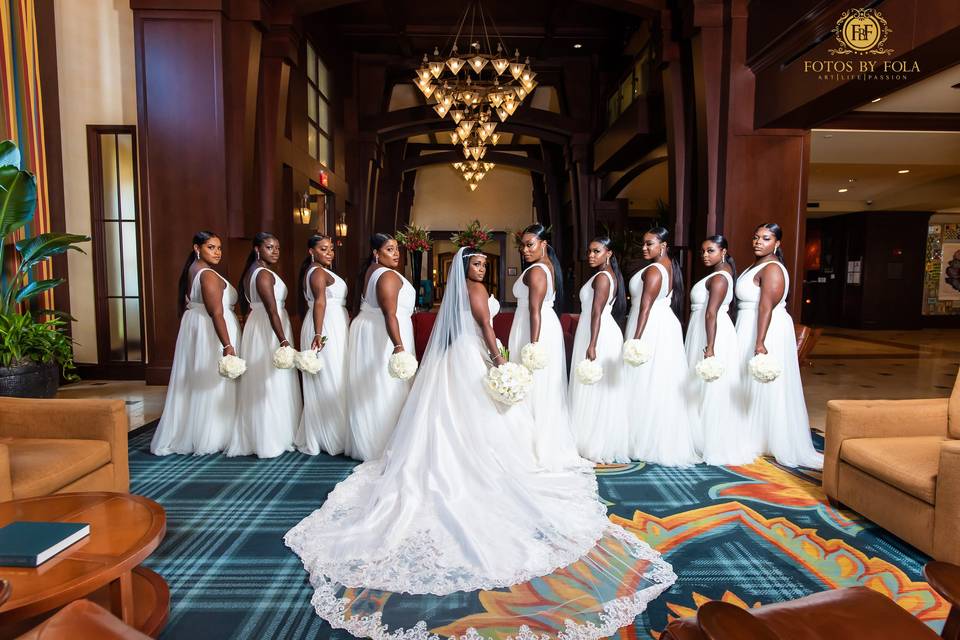 bride with bridesmaids