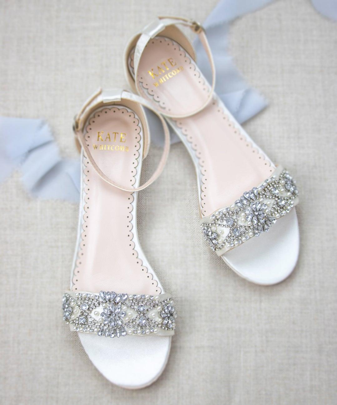 Best Deal for HKMFLYY Pointed Toe Satin Wedding Flats for Bride | Algopix
