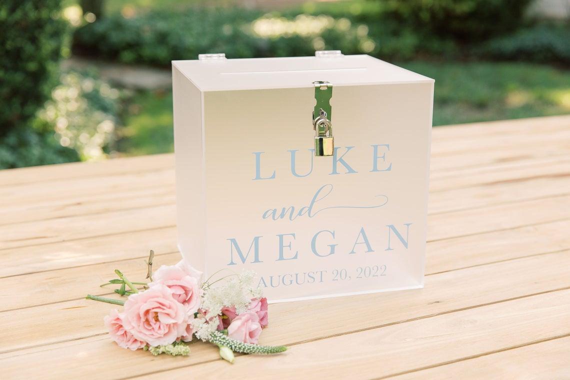 Elegant Clear wedding wishing well acrylic card box with Lock, Personalized  Wedding Card Box, Clear Card Box, Wedding Card Box with Lid, Wedding Money