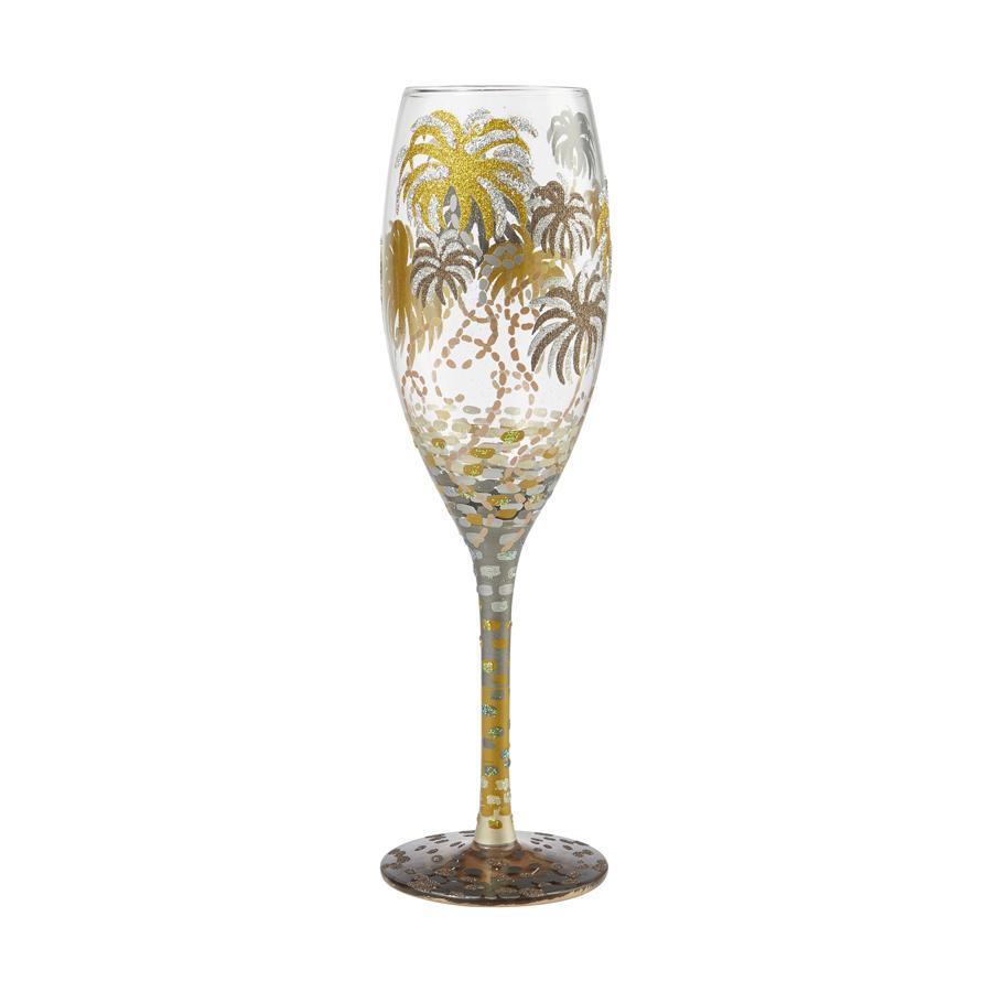 Hand-painted fireworks champagne flute