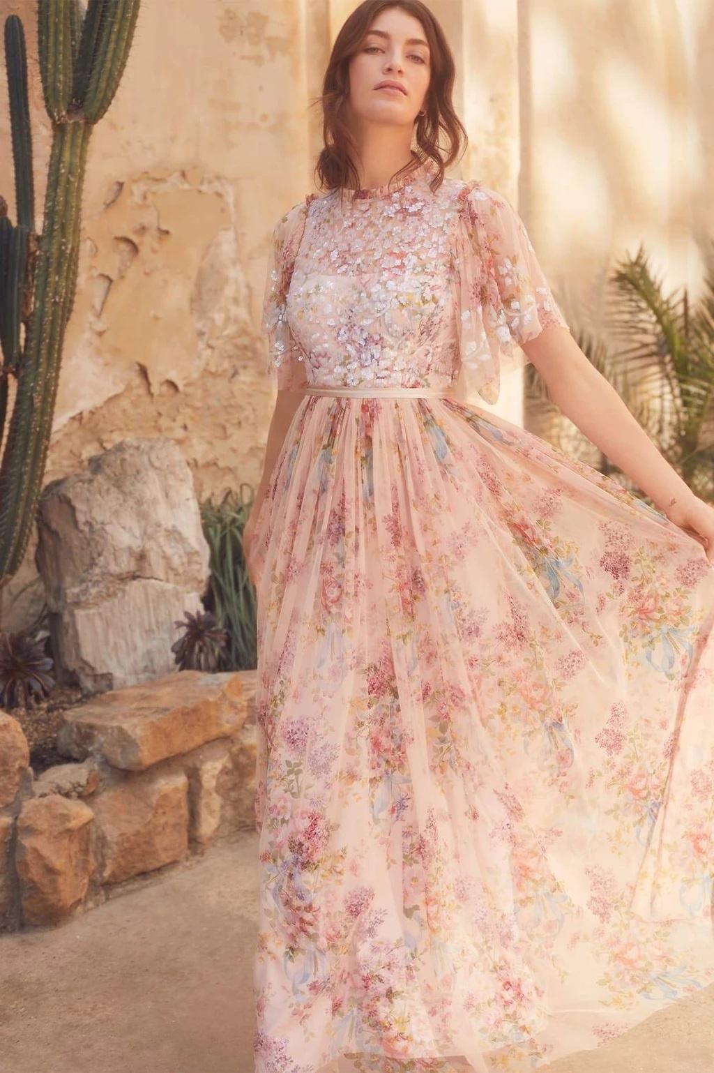 Vintage floral bridesmaid outlet dresses