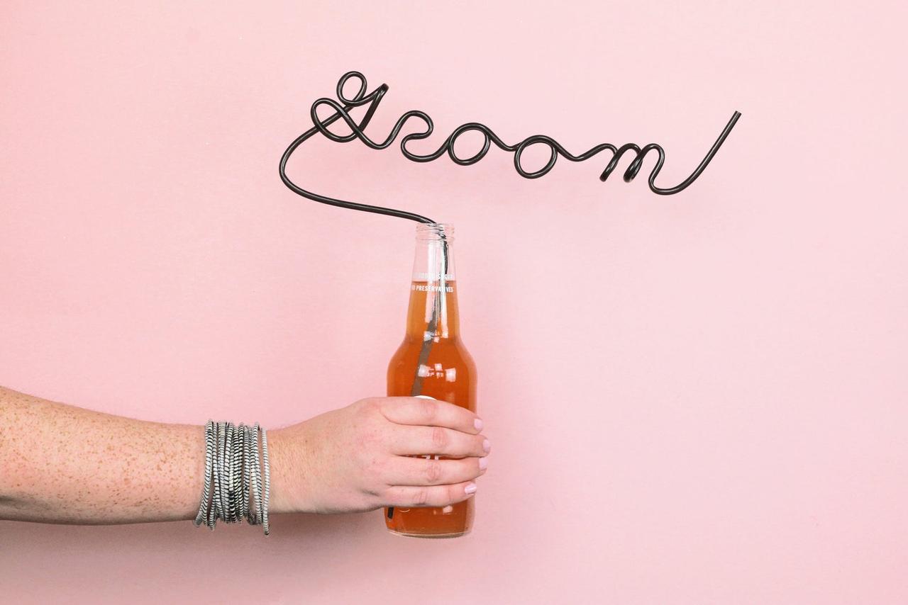 groom themed bendy straw