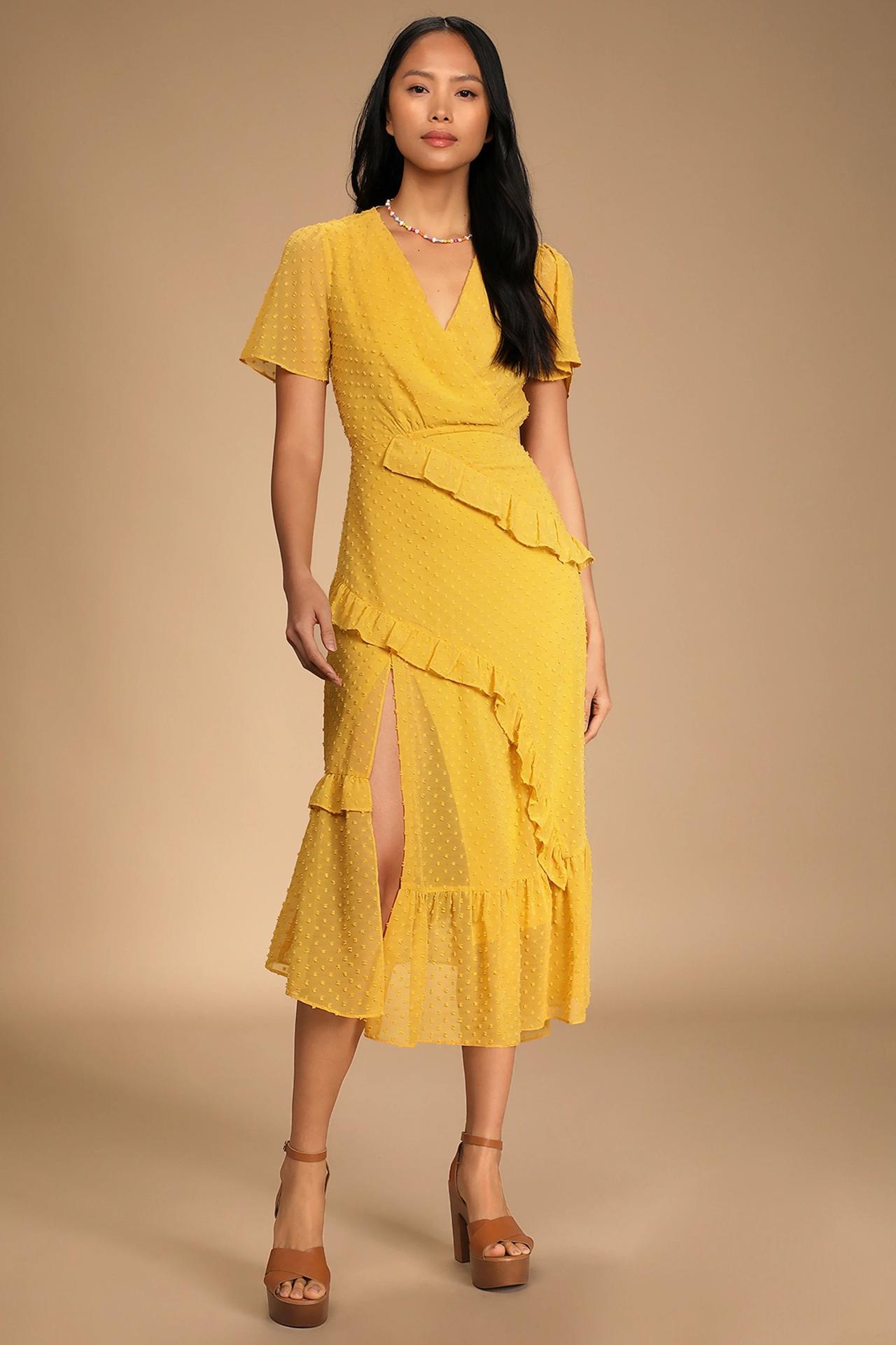 Yellow midi dress for on sale wedding