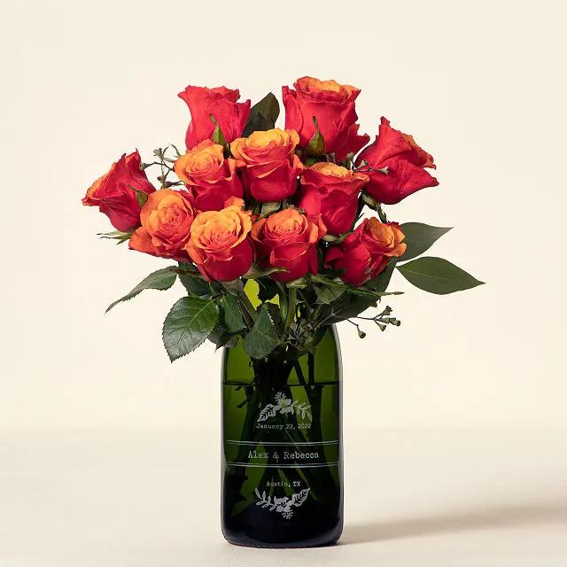 personalized champagne wedding vase