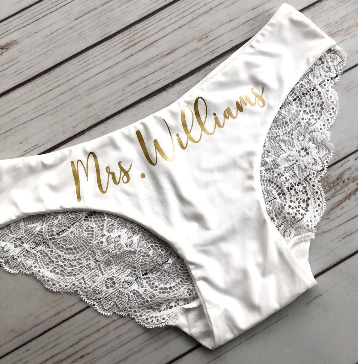 Bachelorette Party Custom Lace Thong Underwear for the Bride to Be