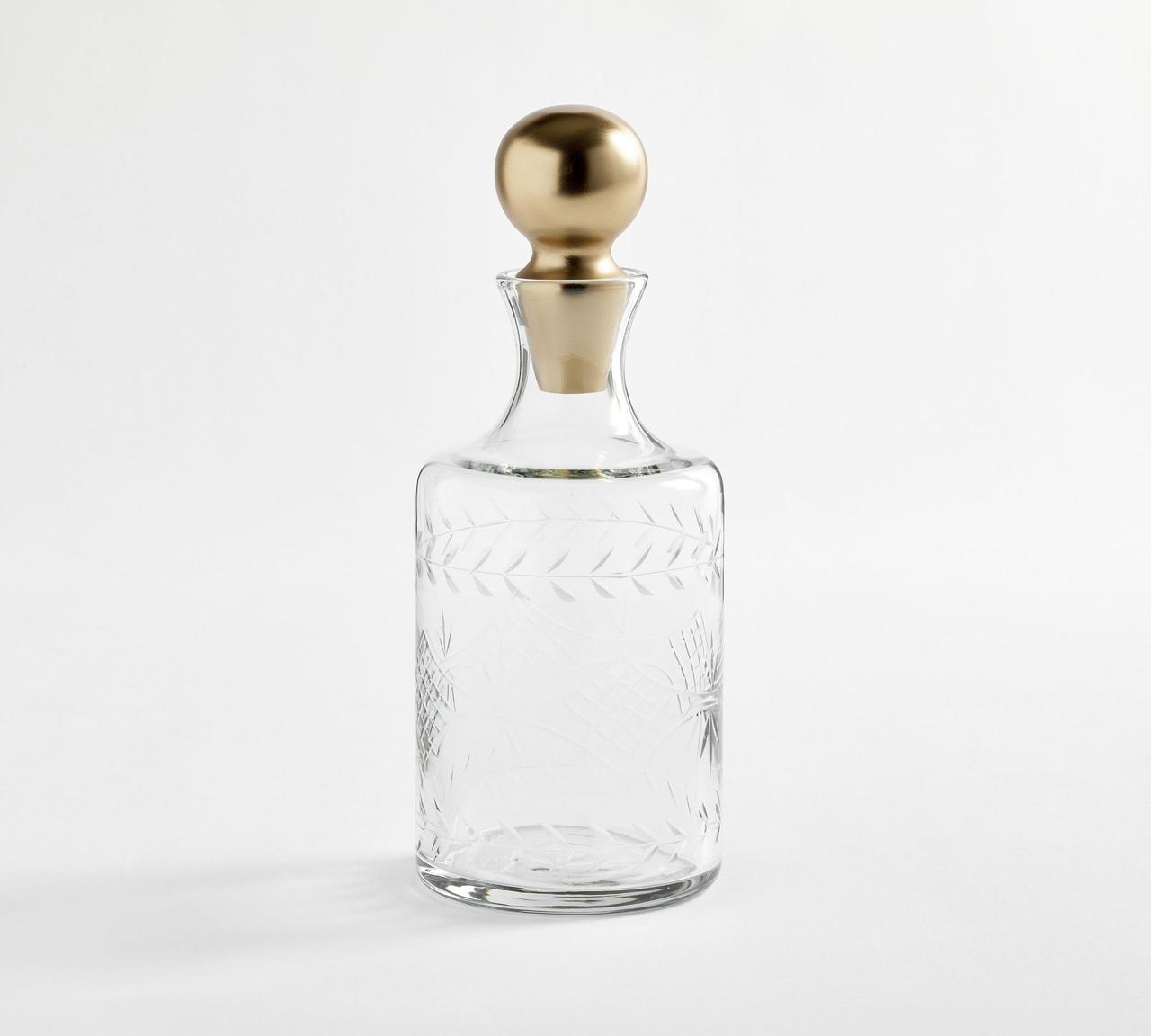 glass decanter with gold top